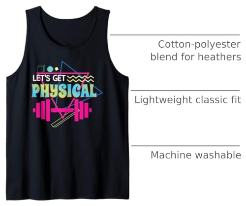 80s SMMBYV Lets get Physical | Totally Rad 90s Style Workout Gym Retro Tank Top - size chart