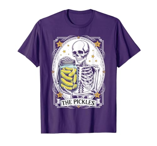 Tarot Card Skeleton Halloween Ades.shirt The Pickles Tarot Card Skeleton Canning Season Gardener T-Shirt - size chart