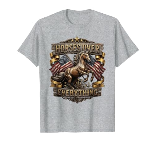 Mademark Horses Over Everything Equestrian Design T-Shirt - Men - size chart