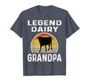 Funny Dairy Farmer Gifts Legend Dairy Grandpa Retro Sunset Cow Farming Funny Cattle T-Shirt - size chart