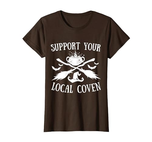Support Your Local Coven Halloween tee Support Your Local Coven Halloween Coven Witch T-Shirt - size chart