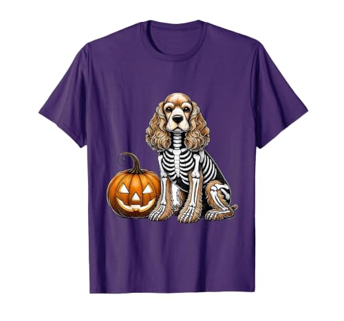 Spooky Cocker Spaniel Skeleton Costumes Halloween Cocker Spaniel Skeleton Jack O Lantern Funny Dog Halloween T-Shirt - size