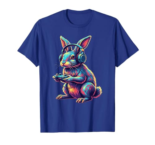 Rabbit Gaming Animal Video Games Funny Rabbit T-Shirt — design detail