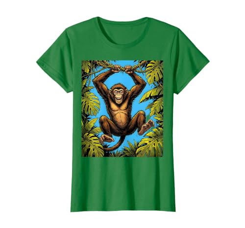 Mademark Monkey Hanging From Jungle Vine Graphic T-Shirt - Women - size chart