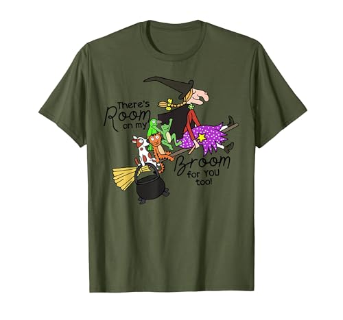 Funny Teacher Witch Tee Shirt There's Room On My Broom for You Too Teacher T-Shirt - size chart
