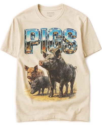 BABATEES Farm Animals Heavy Metal Tshirt for Men, Women & Farmers - 100% Natural Undyed Cotton - size chart