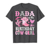Pink Western Cowgirl Bday Party Family Matching Dada of The Birthday Cow-Girl Rodeo Cowgirl Bday T-Shirt - size chart