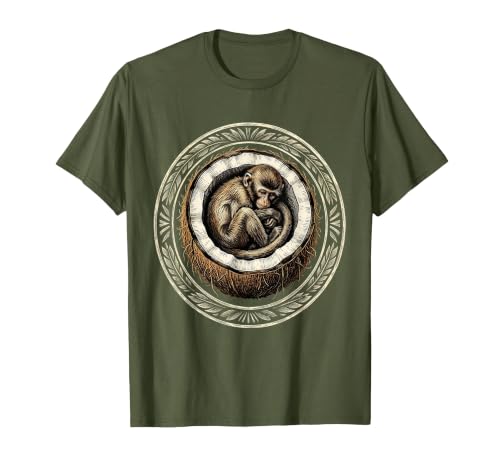 Mademark Cozy Monkey Curled in a Coconut Shell T-Shirt - Men - size chart