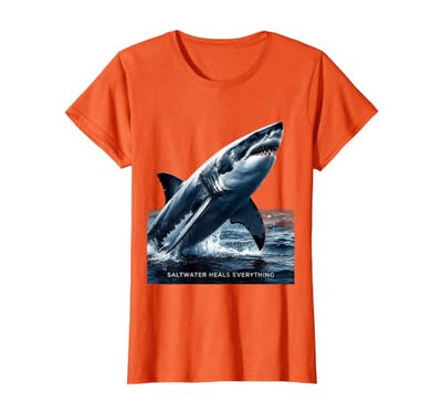 Saltwater Heals Everything Shark Ocean Design T-Shirt