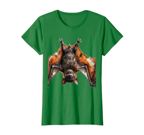 Mademark Grinning Bat Upside Down Rabies Humor Graphic T-Shirt - size chart