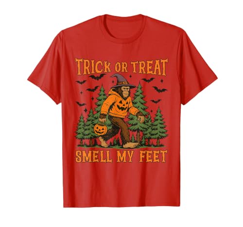 Bigfoot Halloween Costume Party Outfits Trick Or Treat Smell My Feet Bigfoot Halloween Sasquatch T-Shirt - size chart