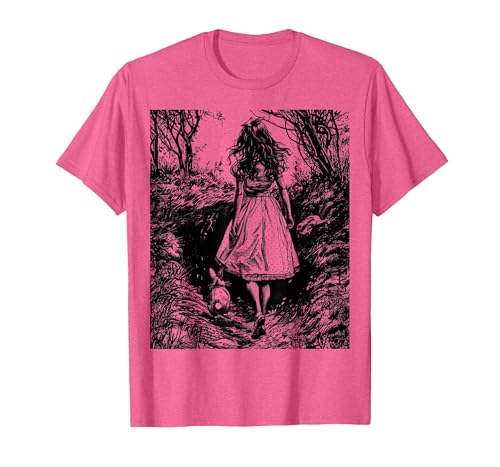 Alice in Wonderland - Down the Rabbit Hole Fantasy Vintage T-Shirt — design detail