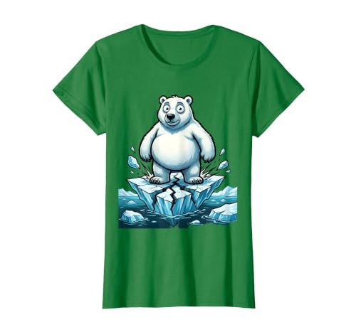 Mademark Polar Bear on Cracking Ice Floe Illustration T-Shirt - size chart