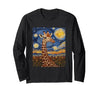 Giraffe Designs. Giraffe Africa Van Gogh Style Starry Night Cute Graphic Long Sleeve T-Shirt - Adult Unisex - size chart