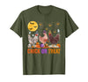Autumn Pumpkin Chicken Halloween Chicken Farm Fall Halloween Chicken Pumpkin Chick Or Treat Spooky T-Shirt - size chart