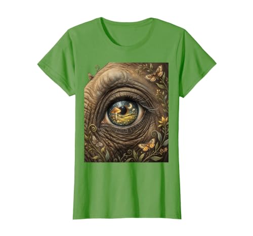 Mademark Elephant Eye Landscape Reflection Wildlife Art T-Shirt - Women - size chart