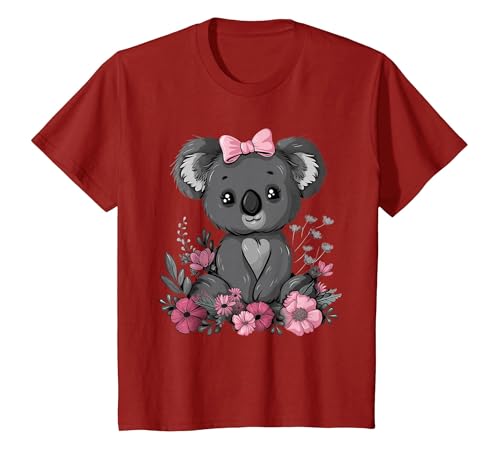 We Love Koalas - Kids Apparel Co. Koala Kawaii Koala Bear Pink Bow Flowers Girls Kids T-Shirt - size chart