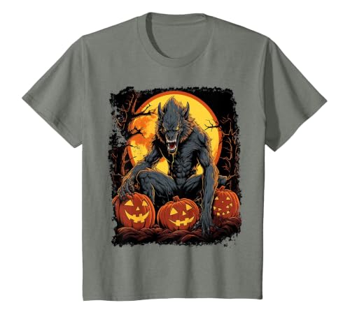 FrightNightFits Werewolf Orange Halloween T-Shirt - size chart