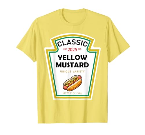 Halloween 2025 Condiments Couples Costume Sauce Yellow Mustard DIY Halloween Costume Matching Groupe Mustard T-Shirt - size