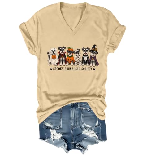 WQFQW Spooky Schnauzer Society Halloween Shirt Terrifying Halloween T-Shirt - size chart