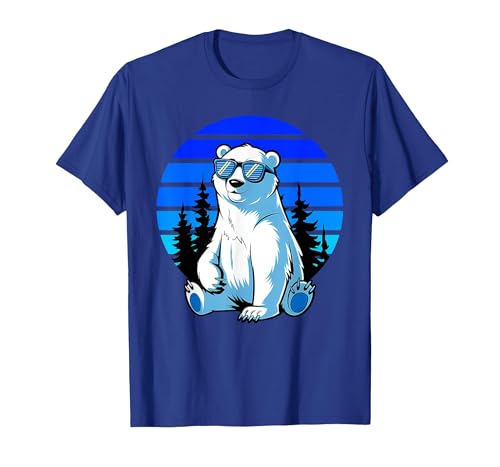 Bear Lover Gift Co. Arctic Animal Polar Bear Lover Cool Sunglasses Polar Bear T-Shirt - size chart