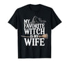 Cute Spooky Season Party Trick-or-treating Custume My Favorite Witch is My Wife Funny Halloween Husband Couple T-Shirt -