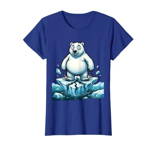 Mademark Polar Bear on Cracking Ice Floe Illustration T-Shirt - size chart