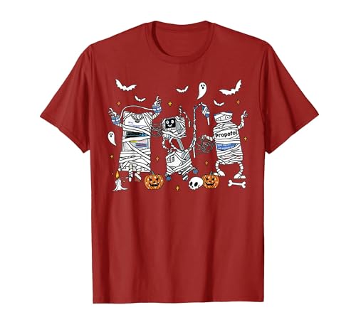 Cute Ghost Halloween Nurse Spooky Season Halloween ICU Nurse Propofol Mummy NICU PICU Nurse Tech T-Shirt - size chart