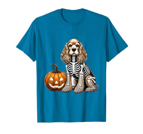 Spooky Cocker Spaniel Skeleton Costumes Halloween Cocker Spaniel Skeleton Jack O Lantern Funny Dog Halloween T-Shirt - size