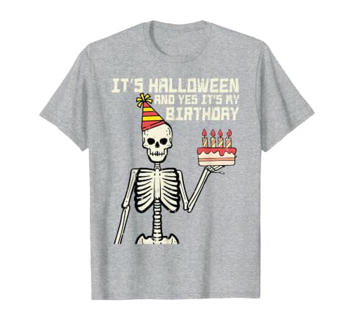 Halloween Shirts For Women Men Kids Boys Girls Its Halloween Yes My Birthday Skeleton Costume Men Women Kid T-Shirt - size