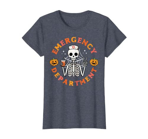 Halloween Nurse Shirts For Women Scrub Costumes Emergency Department Funny Halloween ER Nurse Women Men T-Shirt - size chart