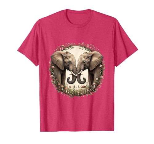 Mademark Mama Elephant and Calf Touching Trunks Gift T-Shirt - Men - size chart