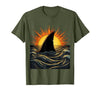 Mademark Shark Fin Silhouette Blazing Sunset Graphic T-Shirt - size chart