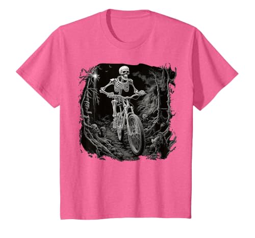 Scary Cyclist Skeleton Gifts Cycling Skeleton Mountain MTB Bicycle Cyclist Skeleton T-Shirt - size chart
