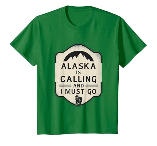 Alaska is Calling and I Must Go Mountains Bear T-Shirt - size chart