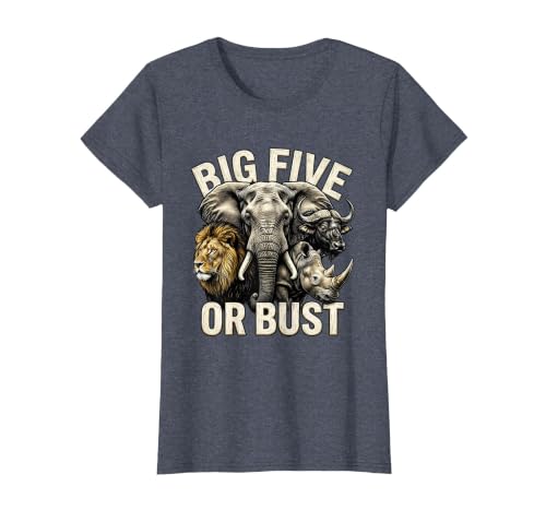 Mademark Big Five or Bust Safari Wildlife Design T-Shirt - Women - size chart