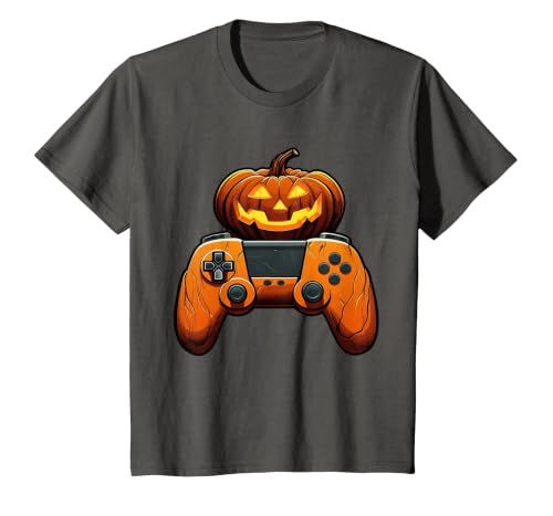 Spooky Halloween Gamers 2023 Halloween Skeleton Zombie Gaming Controllers Mummy Boys Kids T-Shirt - size chart