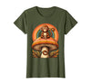 Mademark Monkey Perched on Giant Mushroom Illustration T-Shirt - Women - size chart