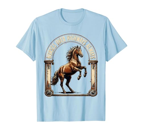 Mademark Horses Over Highways Always Equestrian Design T-Shirt - Men - size chart