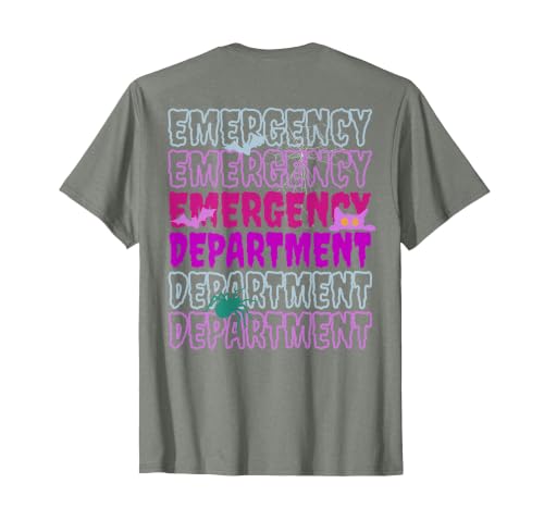 ER Nurse Halloween Pumpkin Emergency Department Spooky Emergency Department Ghost ER Nurse Halloween T-Shirt - size chart