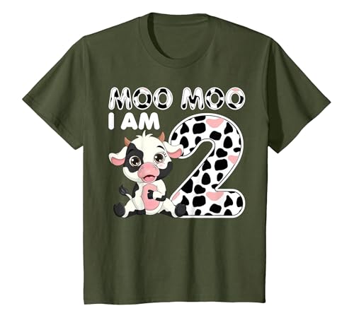Cow 2nd Birthday Gifts Co. Cow Moo Moo I'm Two - 2 Years Old Cow Lover 2nd Birthday T-Shirt - size chart