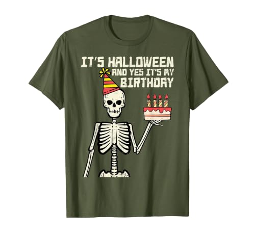 Halloween Shirts For Women Men Kids Boys Girls Its Halloween Yes My Birthday Skeleton Costume Men Women Kid T-Shirt - size