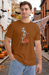CAZYCHILD Halloween Shirts for Men Funny Halloween Pumpkin Shirt Dancing Skeleton Tee - size chart