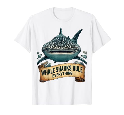 Mademark Whale Sharks Rule Everything Ocean Design T-Shirt - size chart