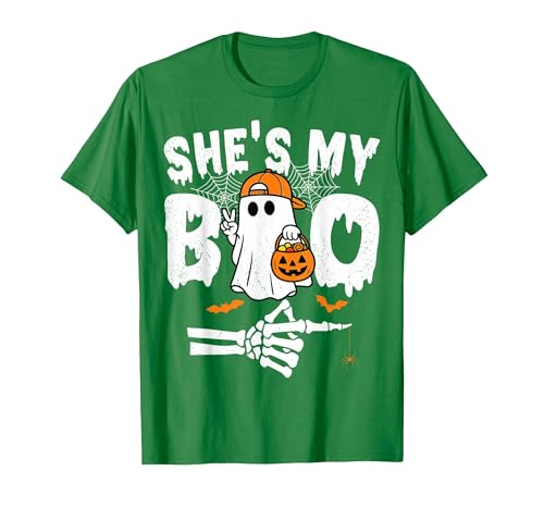 Funny Couples Halloween Matching Couple Outfits He's My Boo Matching Couple Halloween Couples She's My Boo T-Shirt - size