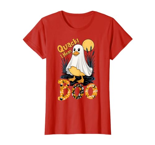 Duck Halloween Gifts Co. Quack I Mean Boo Duck Trick or Treat Spooky Halloween Party T-Shirt - size chart
