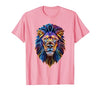 Psychedelic Jungle Glow Animal Art Glow Lion Head Art Psychedelic Jungle Animal Face T-Shirt - size chart