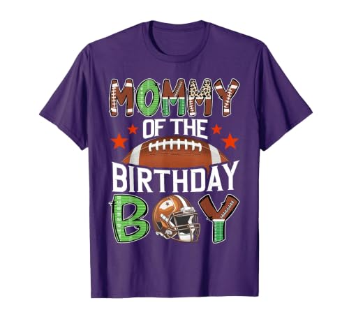 Football Birthday Boy Family Matching Mommy of The Birthday Boy Game Day Football T-Shirt - size chart