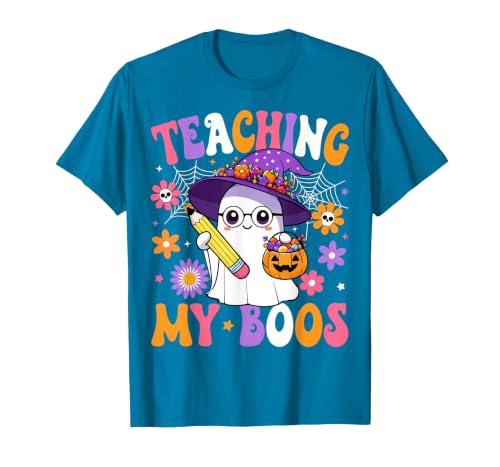 Teaching My Boos Ghost Teacher Halloween Outfits Teaching My Boos Teacher Ghost Teach Funny Halloween Teacher T-Shirt - size