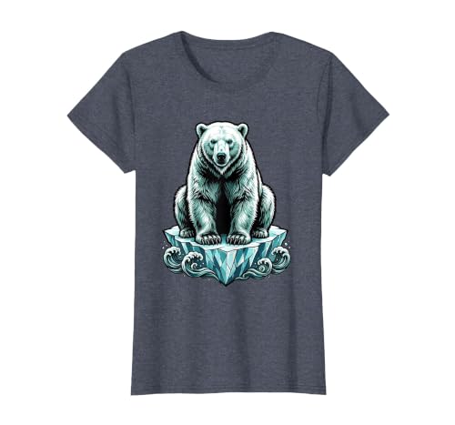 Mademark Polar Bear Lone Ice Floe Arctic Drift Illustration T-Shirt - size chart